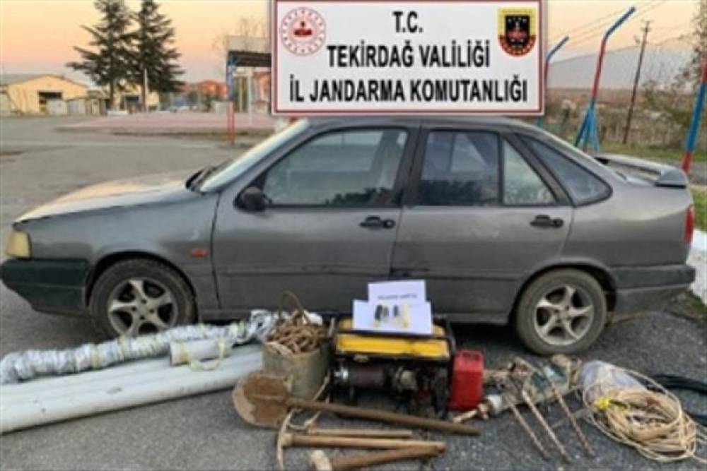 Tekirdağ'da kaçak kazı yapan 3 şüpheli yakalandı